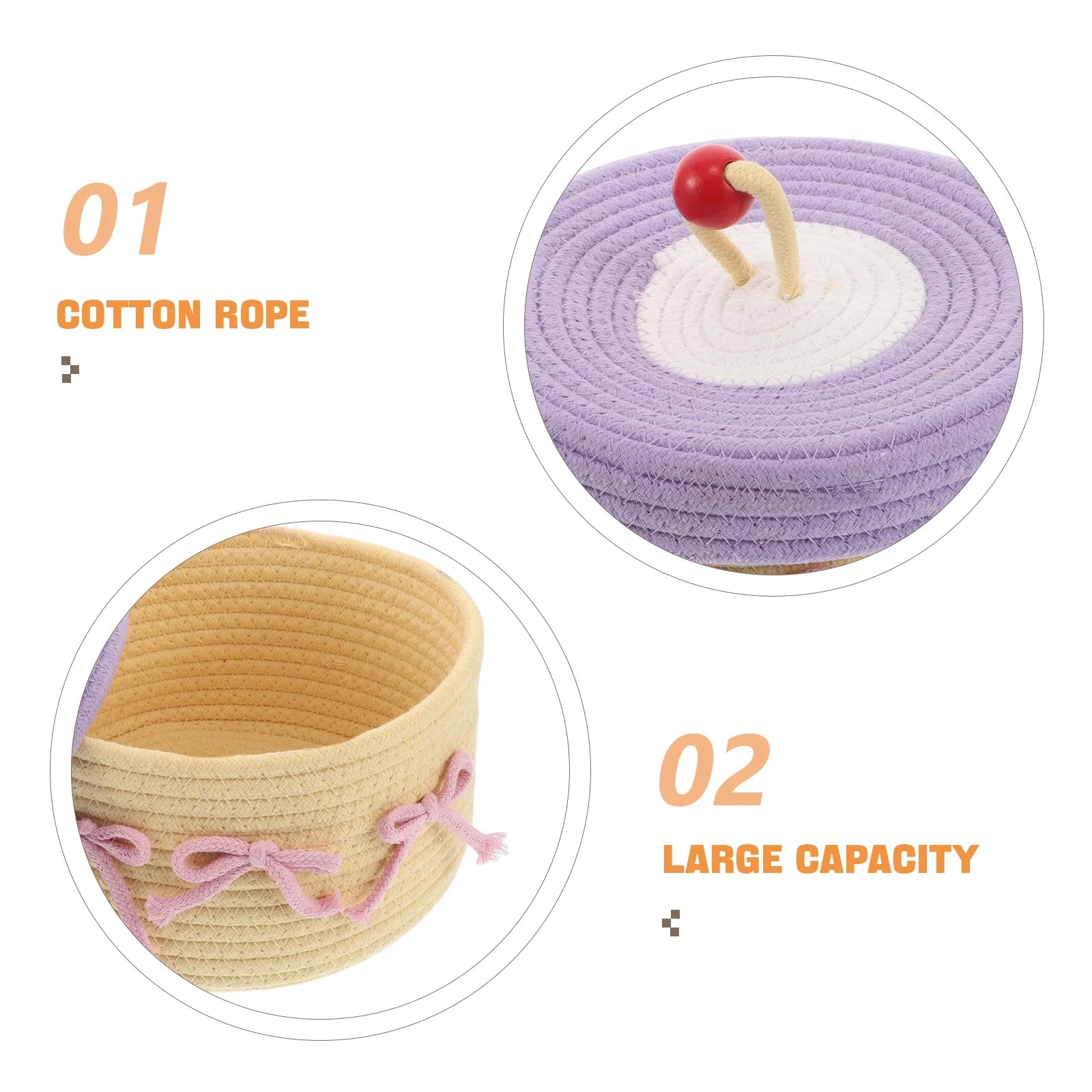 Woven Cotton Rope Basket With Lid Jewelry Storage Box Cute Basket Cotton Rope Basket Storage Woven Basket Woven Rope Basket Bathroom Basket Organizer – Secure Lid Design with a Practical Everyday Design