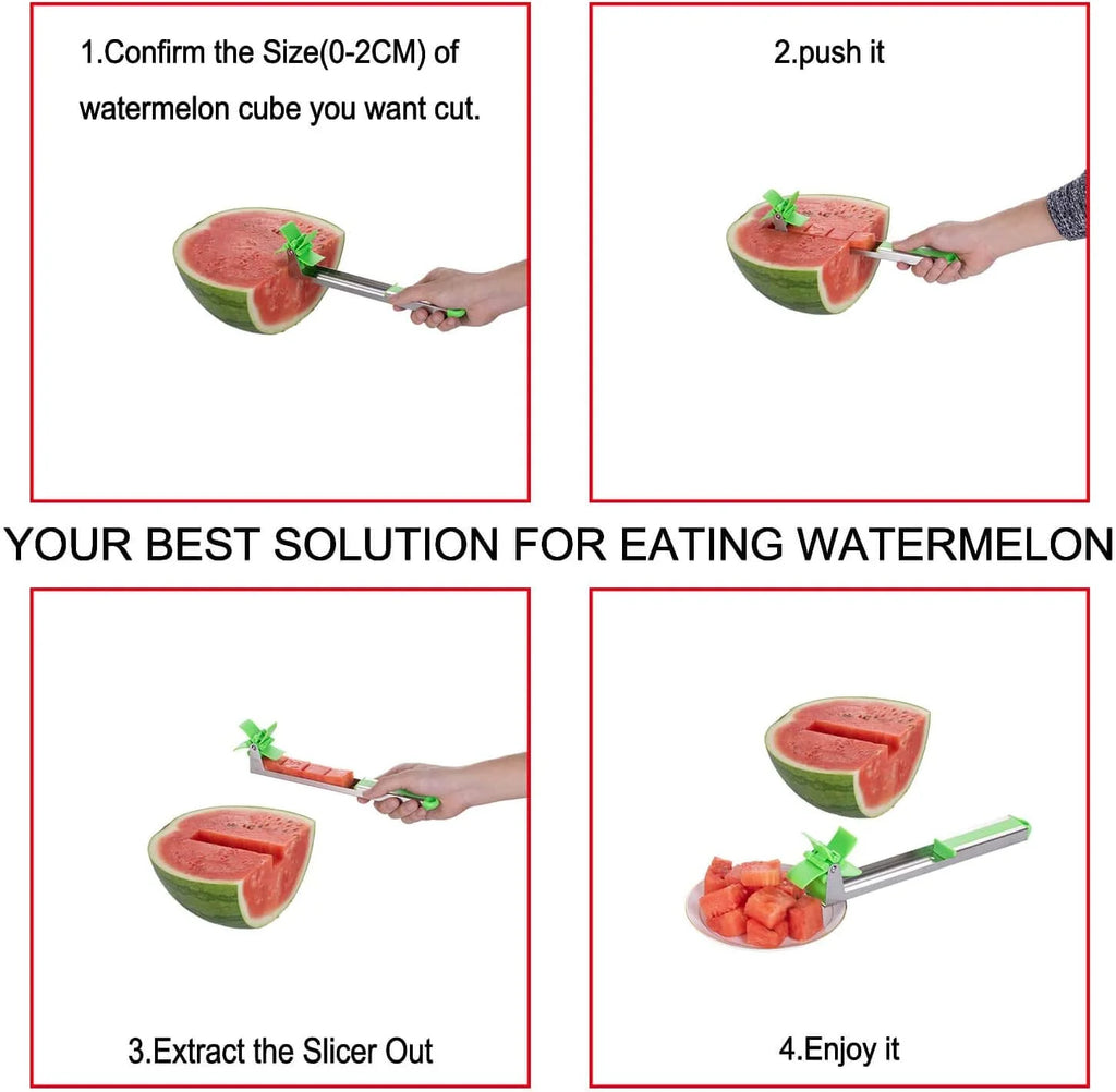Watermelon Windmill Cutter Slicer Stainless Steel Shape Fruit Tools Quickly Cut Tool Kitchen Gadgets with Melon Scoop – Durable Stainless Steel Construction with a Practical Everyday Design
