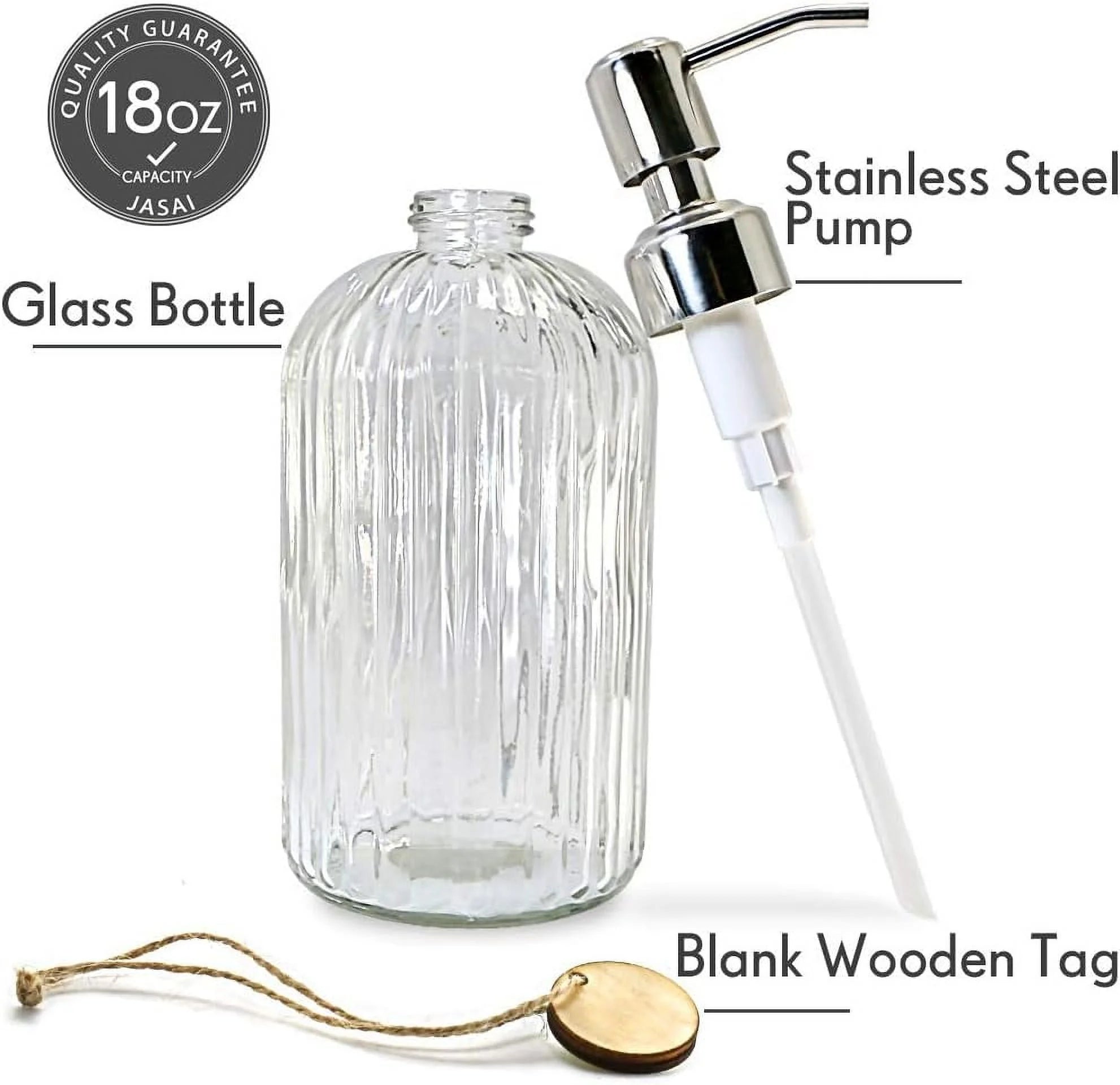18 Oz Clear Glass Soap Dispenser with Rust-resistant Stainless Steel Pump Refillable Liquid Hand soap Dispenser for Bathroom Well-crafted Kitchen Soap Dispenser – Clear-View Organization with a Practical Everyday Design