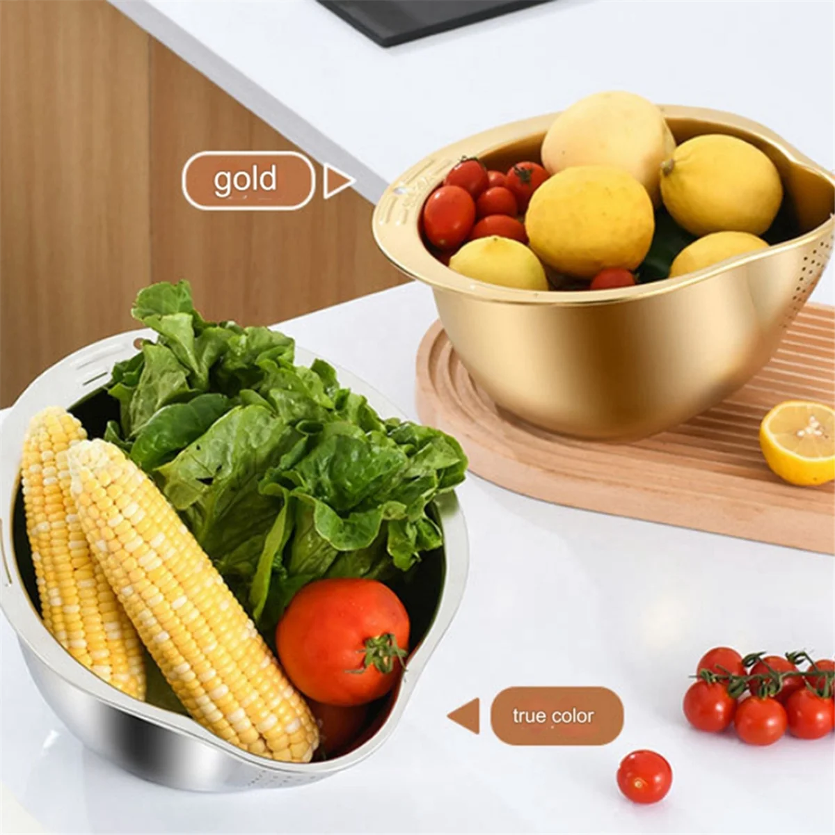 Rice Washer Strainer Bowl Stainless Steel Washing Colander Fruit and Vegetable Kitchen Tool A – Durable Stainless Steel Construction with a Practical Everyday Design