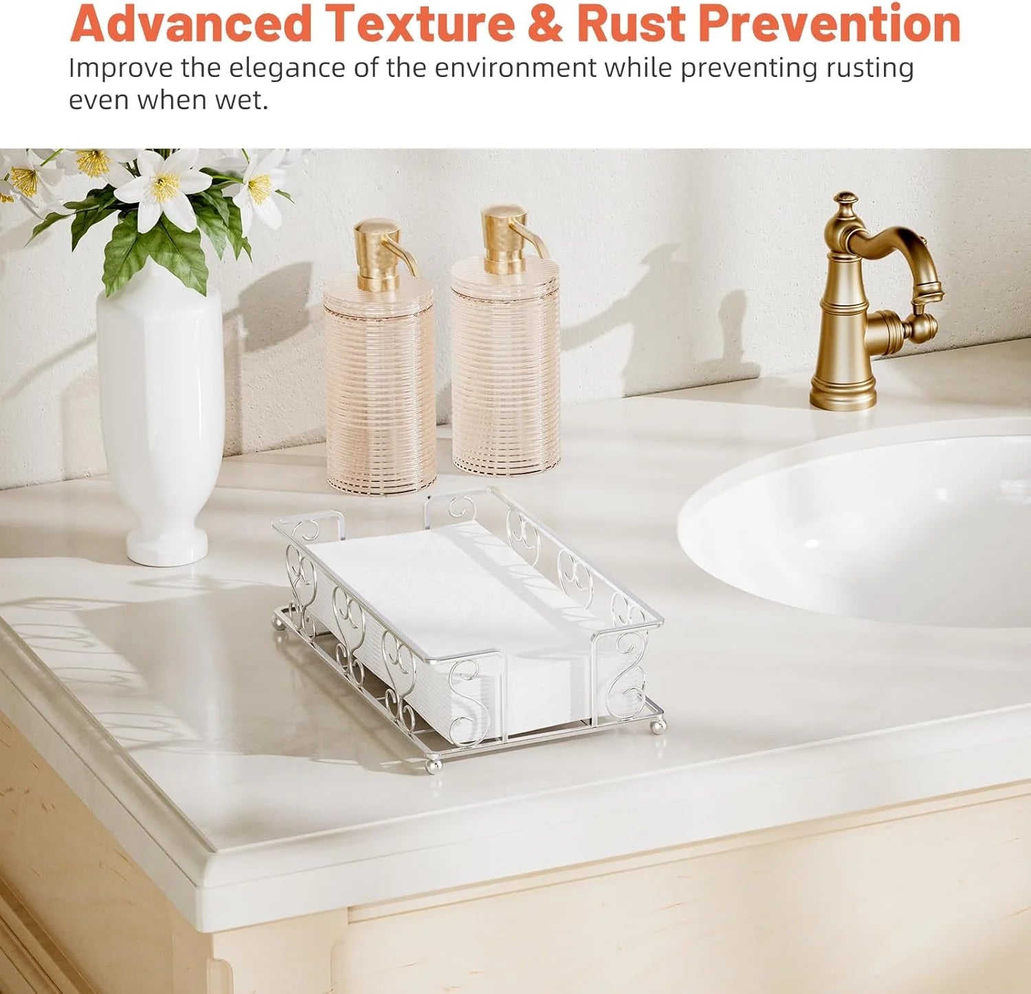 Napkin Holder & Guest Towel Tray - Stainless Steel Disposable Paper Towel Dispenser for Bathroom Table Kitchen Countertop Dinner Table Vanity – Durable Stainless Steel Construction with a Practical Everyday Design