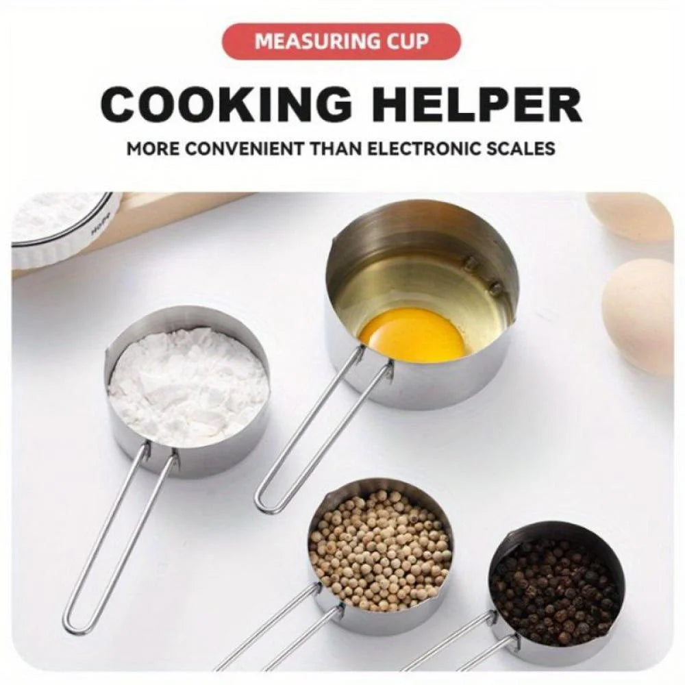 Stainless Steel Measuring Spoons and Measuring Cups Kitchen Tools for Drying and Liquid Ingredients Cooking and Baking Categories Measuring Spoons Measuring Cups Scale Bowls – Durable Stainless Steel Construction with a Practical Everyday Design