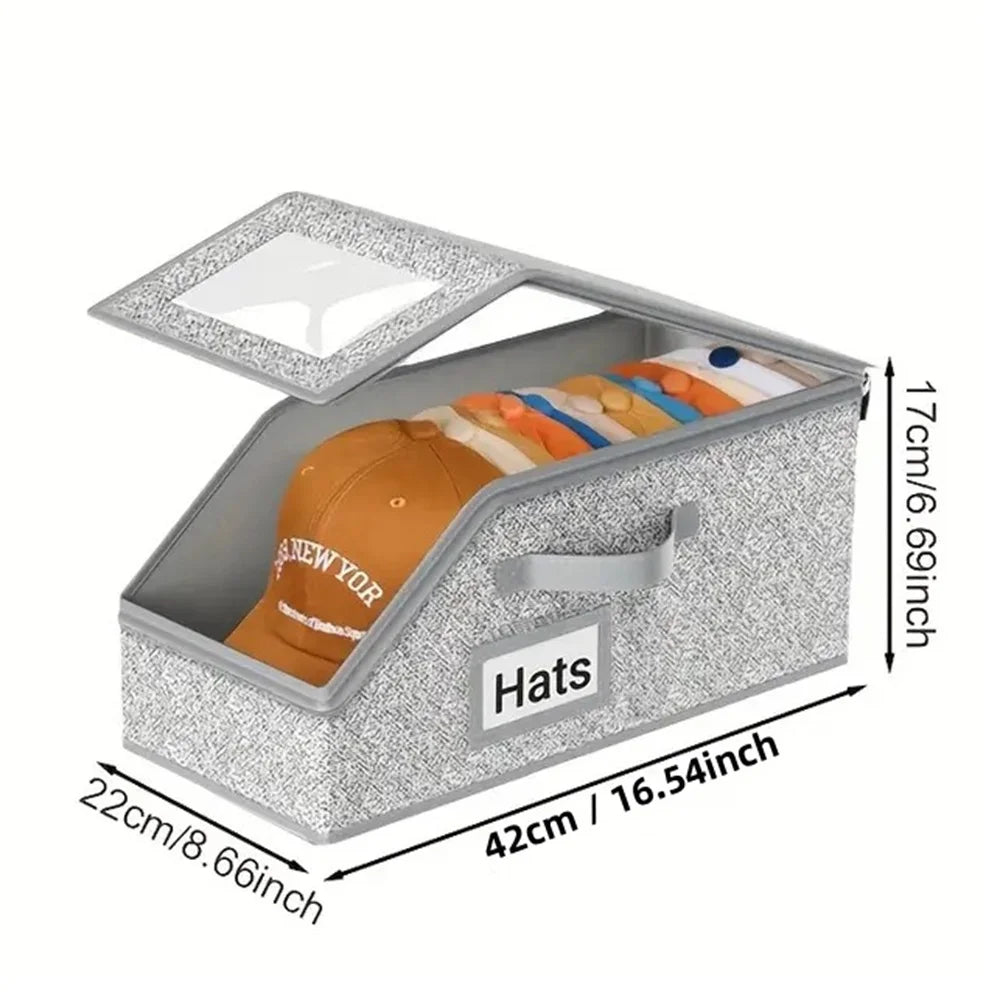 4 PCS Stackable Hat Storage for Baseball Caps Hat Storage Boxes for Closet Holds up to 12 Caps with Cardboard Hat Organizer for Women & Men (Grey) – Stackable Organization with a Practical Everyday Design
