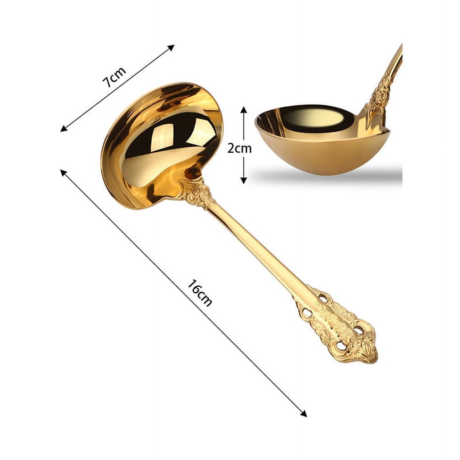 304 Stainless Steel Soup Ladle Cooking Tool Kitchen Gold Plated Spoon – Durable Stainless Steel Construction with a Practical Everyday Design