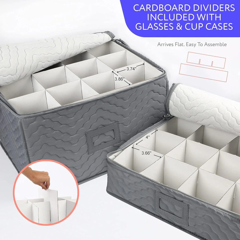China Storage Containers - Quilted 6-Piece Set Storage Box- Stores Chinaware Stemware Dinnerware Dish Storage Service for 12 48 Pcs Felt Protectors Cardboard Dividers Included – Convenient Multi-Piece Set with a Practical Everyday Design