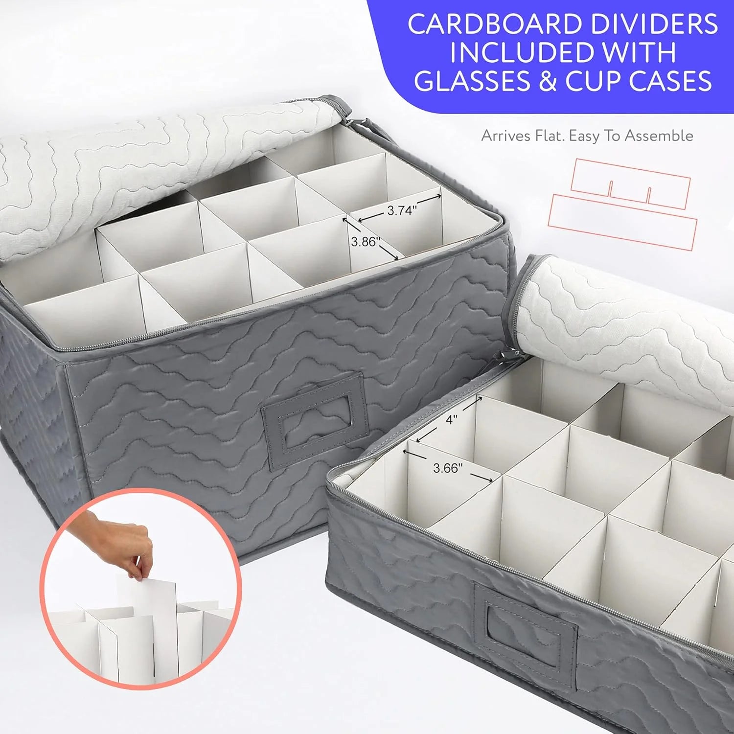 China Storage Containers - Quilted 6-Piece Set Storage Box- Stores Chinaware Stemware Dinnerware Dish Storage Service for 12 48 Pcs Felt Protectors Cardboard Dividers Included – Convenient Multi-Piece Set with a Practical Everyday Design