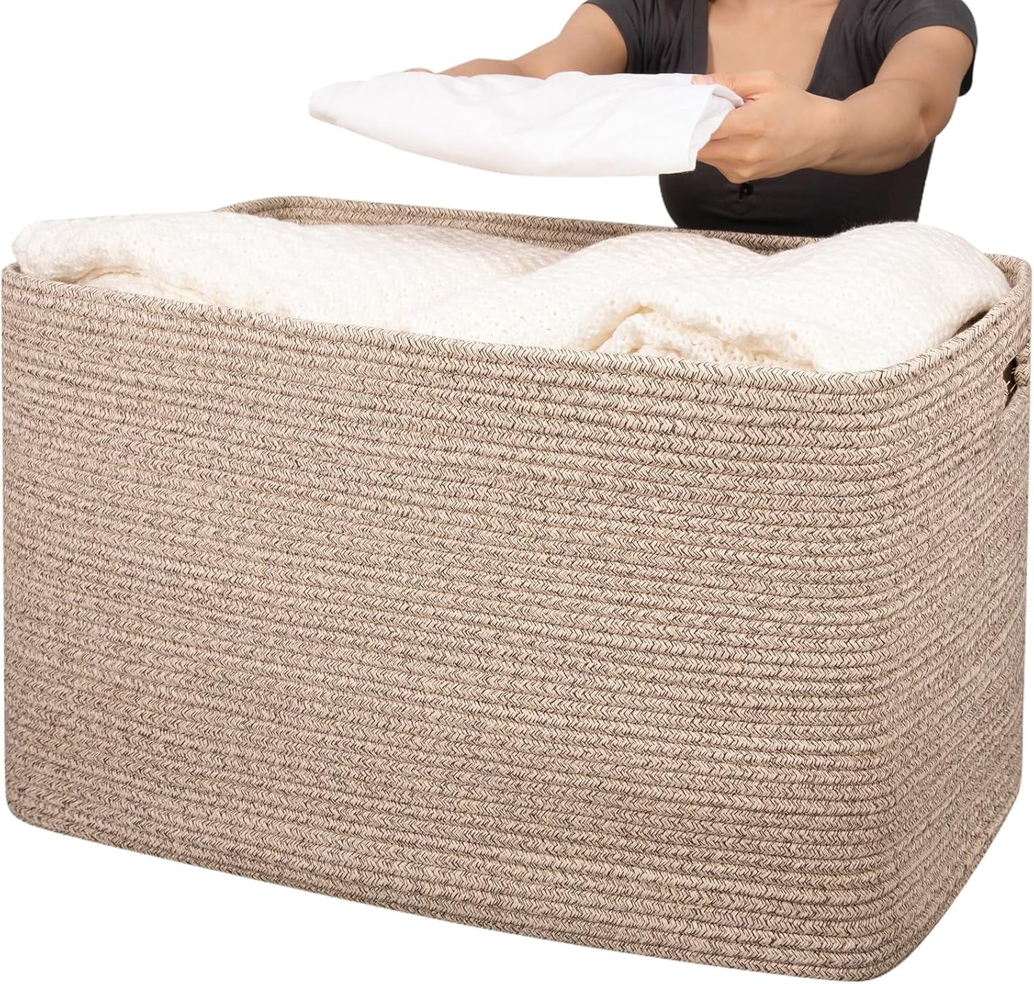 118L XXXLarge Cotton Rope Storage Basket Oversized Blanket Basket Used for Organizing Dirty Clothes in Living Room Bedroom Nursery Dog Toy Storage Bins 25" x 17" x 16",Grey – Practical Home Organization with a Practical Everyday Design