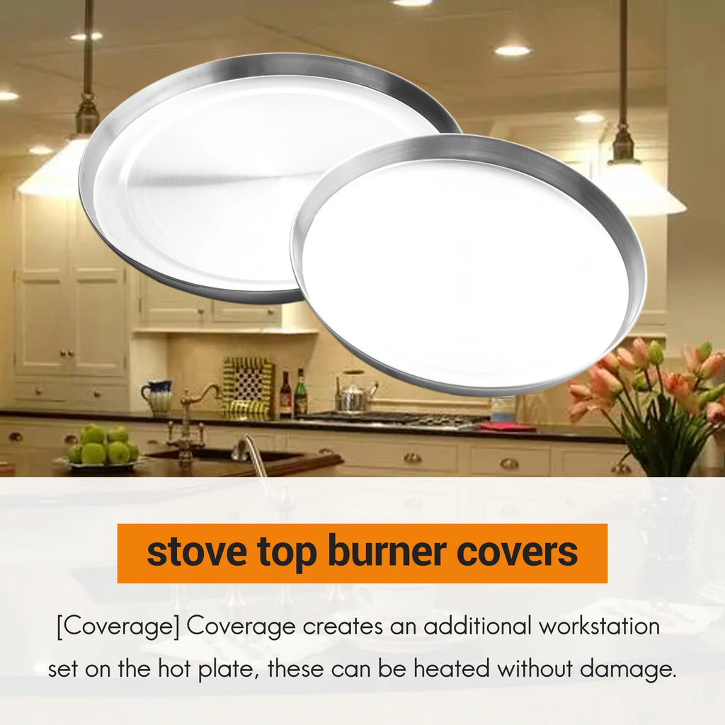 4Pcs Stainless Steel Hob Covers Stove Plate Top Cooker Protector Kit Set Utensils 17/21CM Kitchen Accessories – Durable Stainless Steel Construction with a Practical Everyday Design