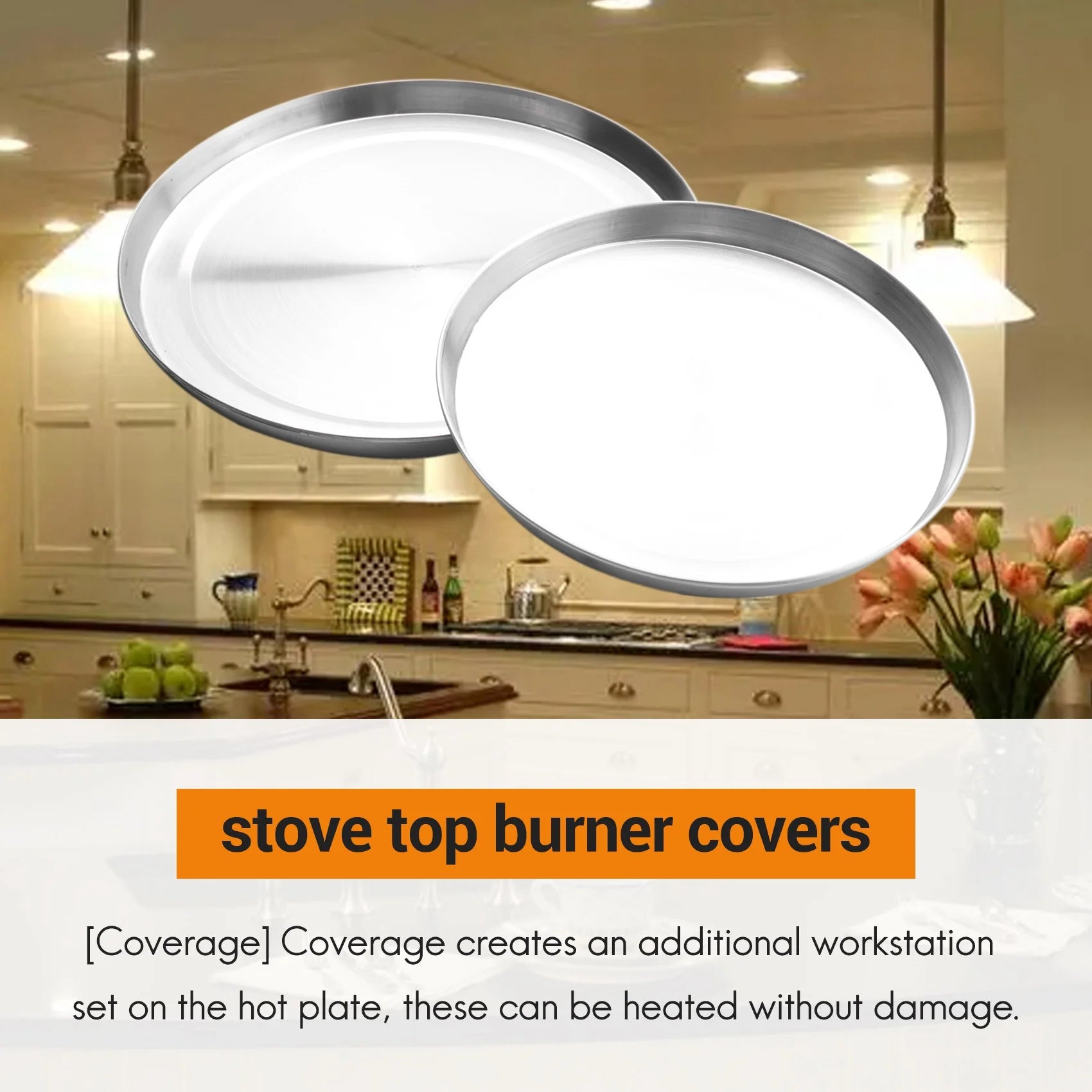 4Pcs Stainless Steel Hob Covers Stove Plate Top Cooker Protector Kit Set Utensils 17/21CM Kitchen Accessories – Durable Stainless Steel Construction with a Practical Everyday Design
