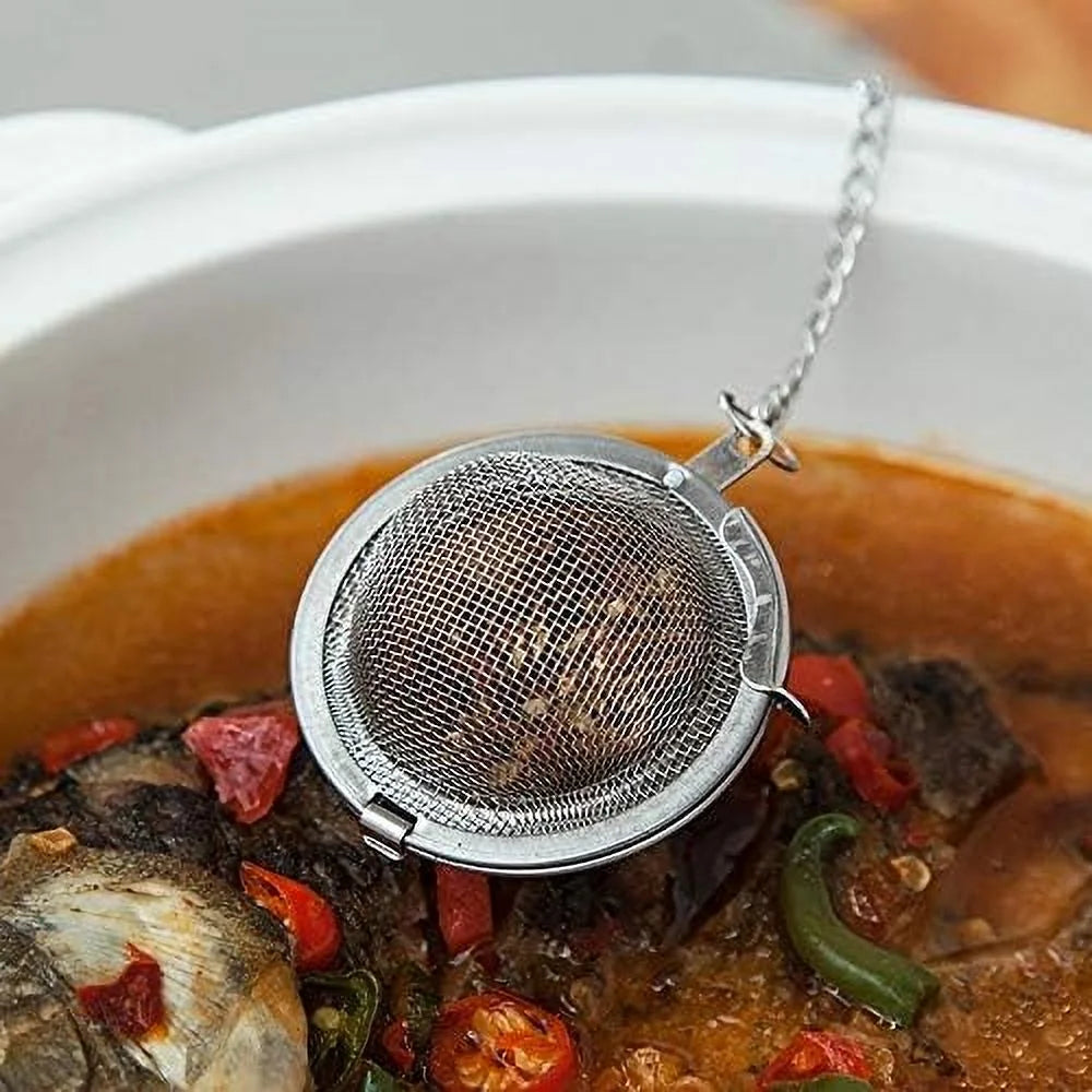 3pcs Stainless steel fine mesh seasoning ball kitchen soup spice stew filter kitchen tool metal tea bag tea ball (3pcs Round Shape),Silver,5cm/6cm/7cm – Durable Stainless Steel Construction with a Practical Everyday Design
