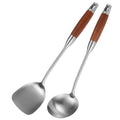 Stainless Steel for Carbon Steel Stainless Steel Wok Metal Wok Tools Set Wooden Handle Soup Ladle – Convenient Carry Handles with a Practical Everyday Design