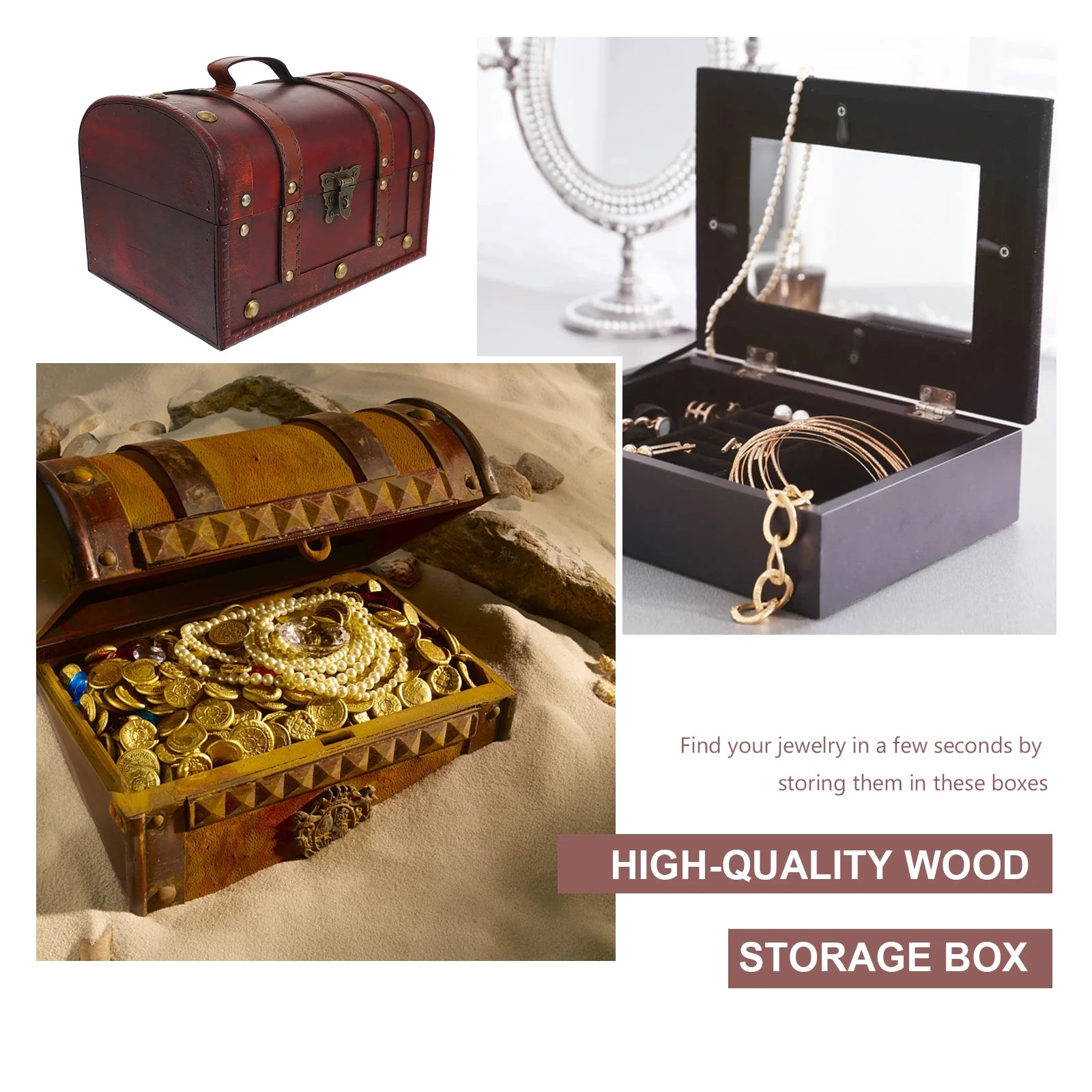 Vintage Storage Container Antique Decorative Boxes with Lids Travel – Secure Lid Design with a Practical Everyday Design