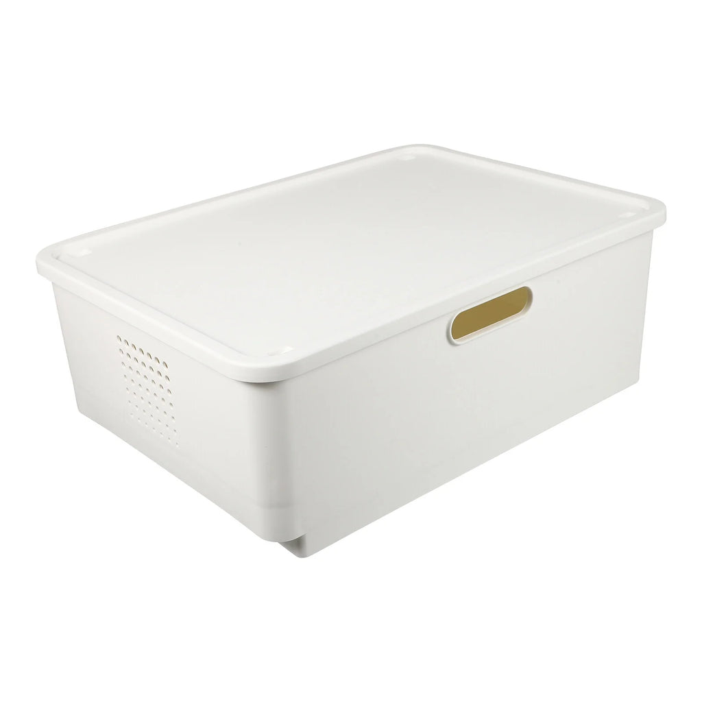 Japanese Storage Box Kitchen Shelves Basket Containers with Lids White – Multiroom Organization Format with a Practical Everyday Design