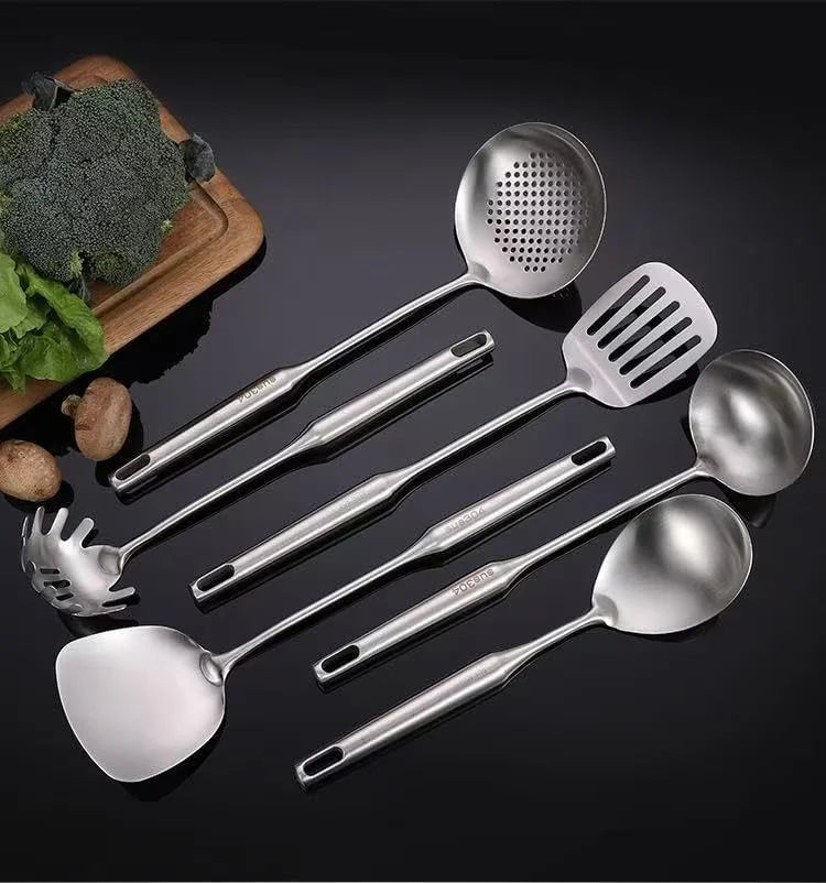 Well-crafted 7-Piece Gold Kitchen Utensil Set with Stand Stainless Steel Cooking Tools- Dishwasher Suitable Ladle Spoon Spatula Pasta Fork Luxury Brass Kitchen Accessories for Home – Durable Stainless Steel Construction with a Practical Everyday Design