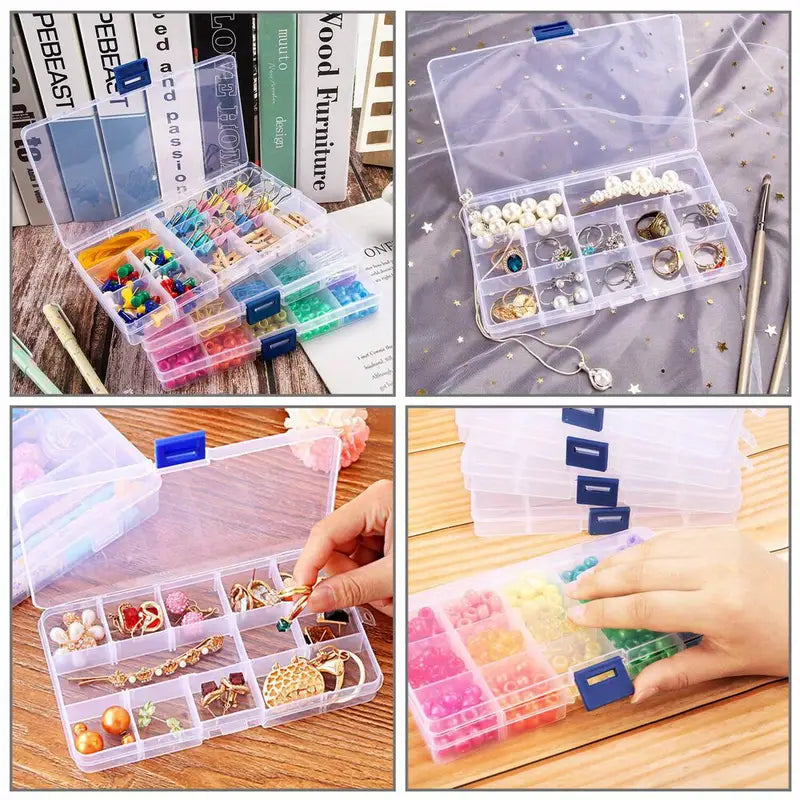 [Clear Jewelry Box] 6pcs Clear Jewelry Box | Plastic Bead Storage Craft Container Earrings Organizer – Clear-View Organization with a Practical Everyday Design