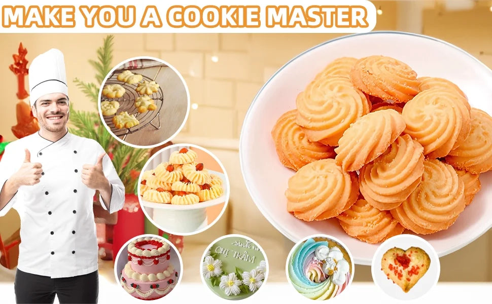 Stainless Steel Cookies Press Cookies Press for Baking,Cookie Press Gun Kit with 13 Cookie Discs and 8 Piping Tips for DIY cake Maker Decorating Baking Supplies – Durable Stainless Steel Construction with a Practical Everyday Design