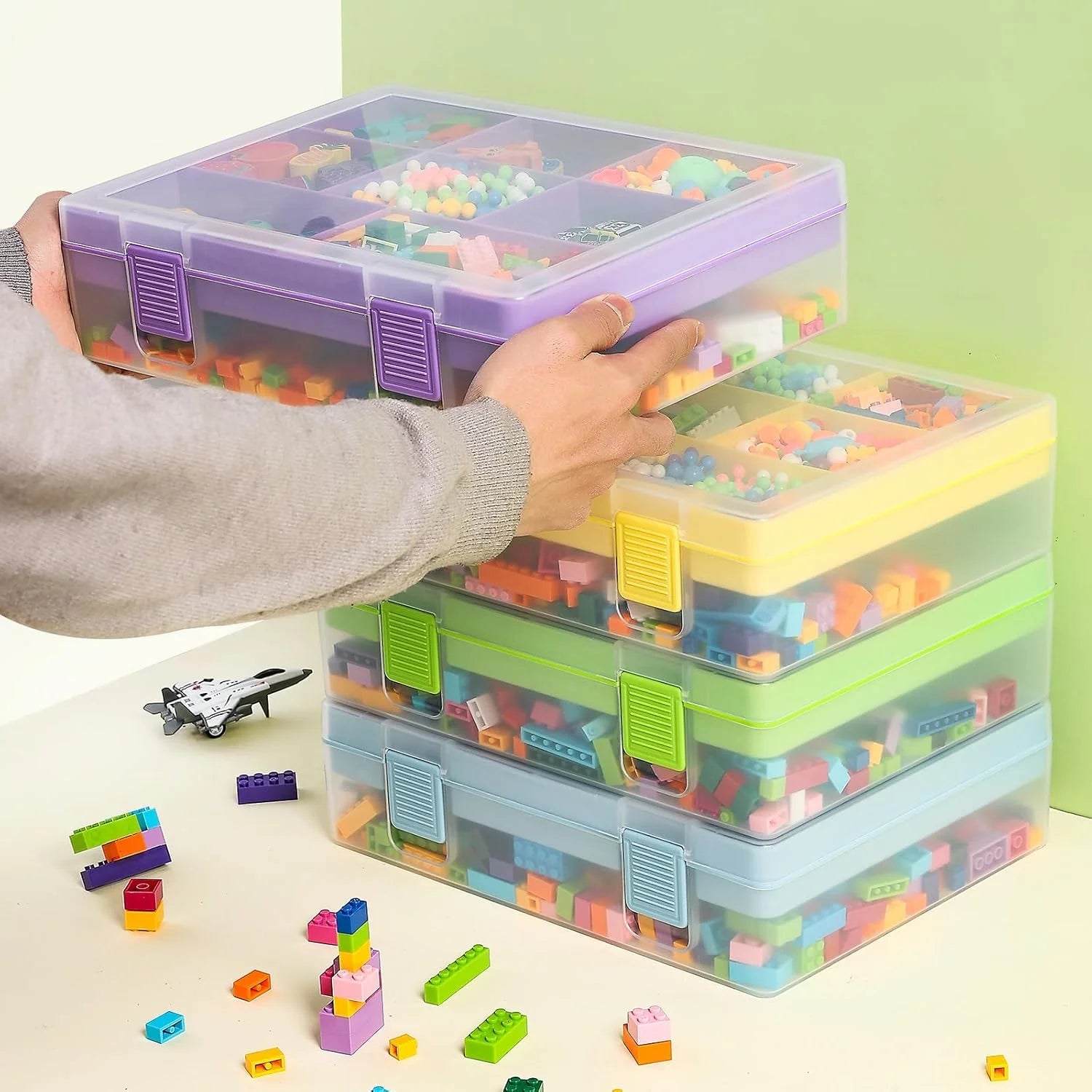 Douorgan Toy Storage Organizer for Lego Stackable Organizer Bins Portable Organizer Containers Storage Box Plastic Case for Bead Bracelet Making DIY Jewelry Nail Charms (Blue) – Stackable Organization with a Practical Everyday Design