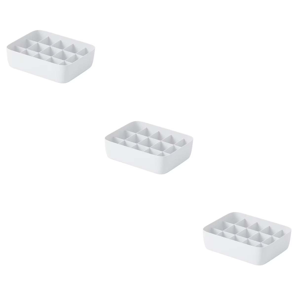 3pcs Underwear Storage Box Plastic Storage Basket Stackable Storage Container with 15-Compartment Divider for Bra Panties Socks(White) – Everyday Household Format with a Practical Everyday Design