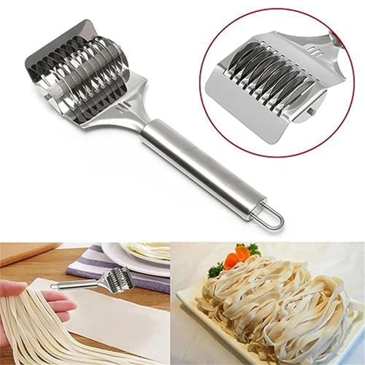 High Grade Stainless Steel Noodle Lattice Roller Dough Cutter for Kitchen Cooking Tools – Durable Stainless Steel Construction with a Practical Everyday Design