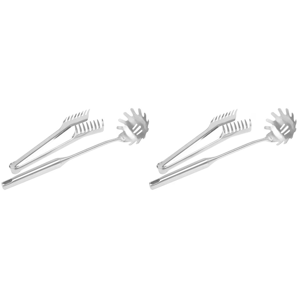 4 Pieces Stainless Steel Spaghetti Server Set Stainless Steel Spaghetti Pasta Tong Pasta Spoon Server Fork,2 x clip 2 x spoon,Silver – Durable Stainless Steel Construction with a Practical Everyday Design