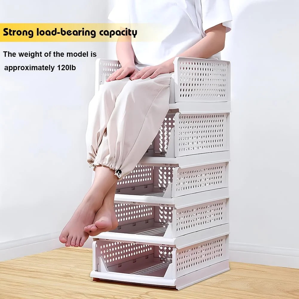 5 Pack Stackable Closet Storage Box,Closet Shelf Organizer and Storage Plastic Drawer Storage,Wardrobe Organizer Closet Organizers Storage Box for Cupboard Kitchen Office(5L) – Stackable Organization with a Practical Everyday Design
