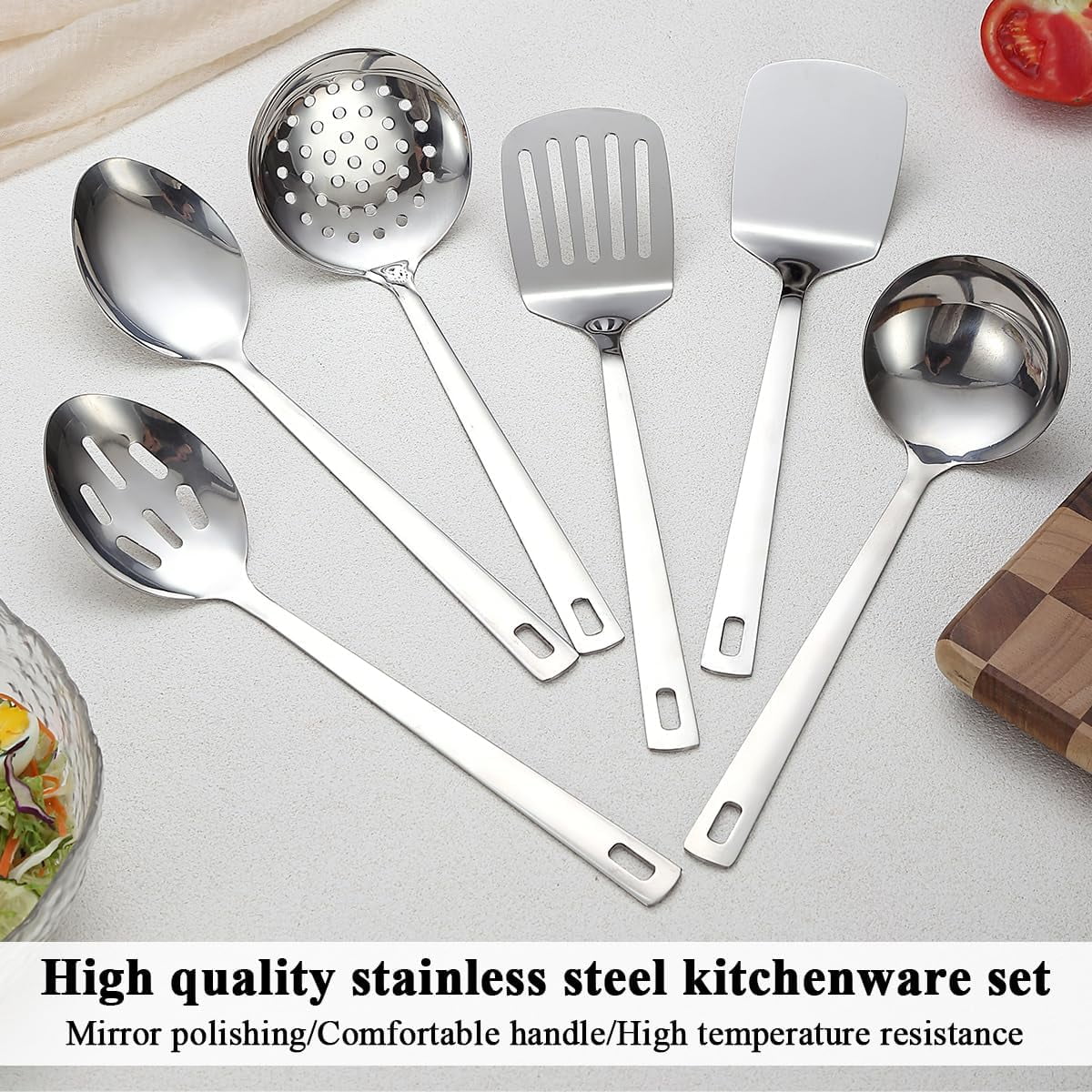 Gold Kitchen Utensils Set 6pcs Titanium Plating Stainless Steel Cooking Utensils Set Heavy Duty Kitchen Tools Spatulas Set Home Essentials Kitchen Gadgets Accessories – Durable Stainless Steel Construction with a Practical Everyday Design
