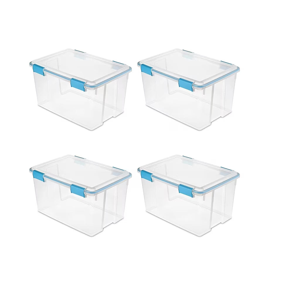 4-Pack 54 Qt Stackable Clear Storage Bins with Durable Latching Lids Space-Saving Sturdy Storage Box For Home Office Organization Clear Base and Lid – Stackable Organization with a Practical Everyday Design