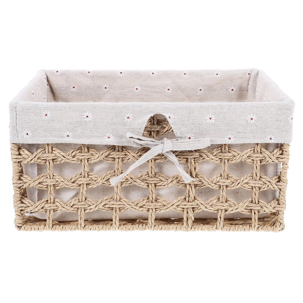 Rustic Storage Bins Grass Basket Cube Boxes with Lids Fabric Toy Sundries – Multiroom Organization Format with a Practical Everyday Design
