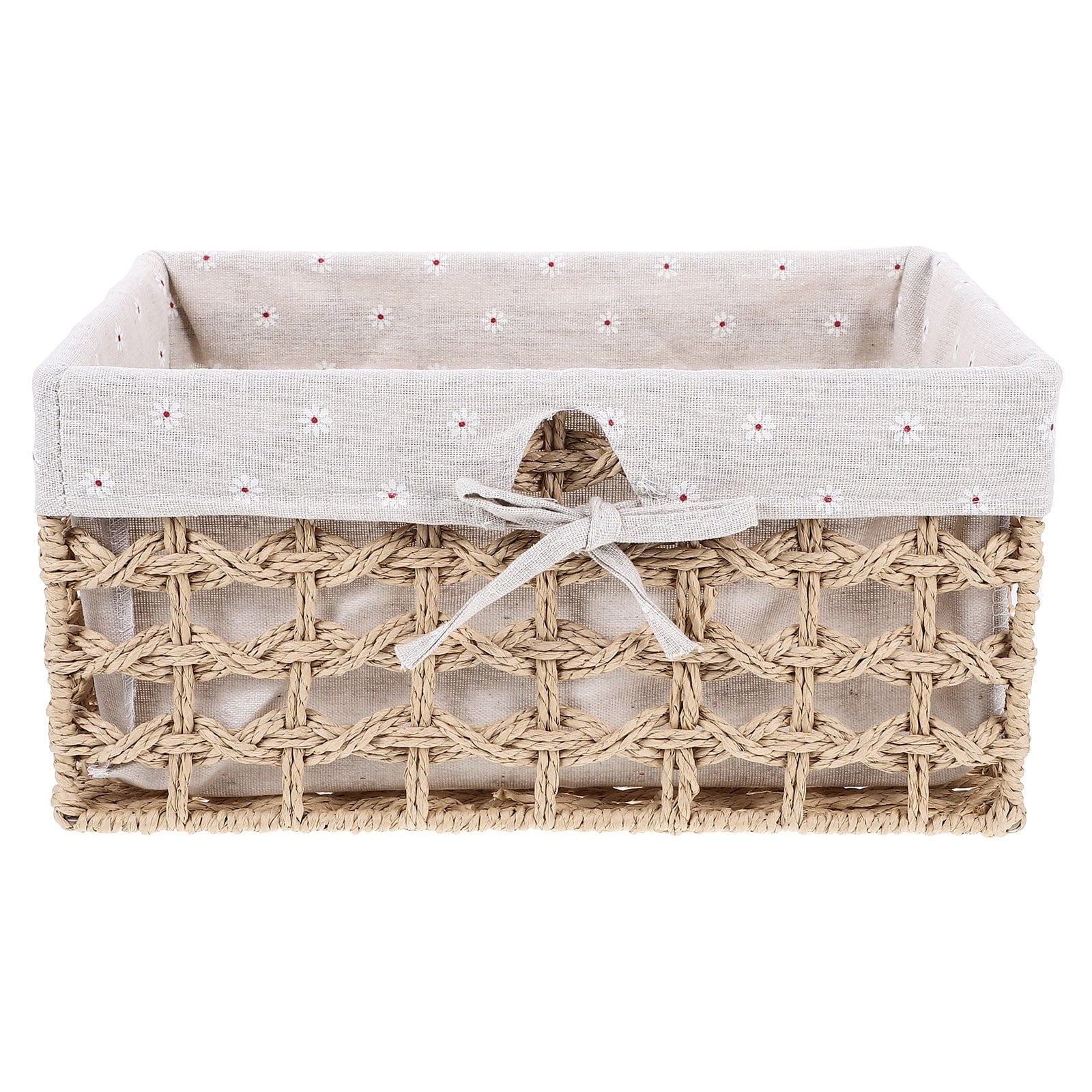 Rustic Storage Bins Grass Basket Cube Boxes with Lids Fabric Toy Sundries – Everyday Household Format with a Practical Everyday Design