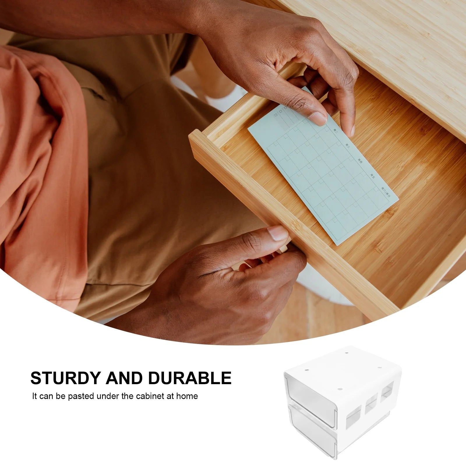 Double Storage Box Desktop Boxes Bins Table Shelf Office White – Everyday Household Format with a Practical Everyday Design