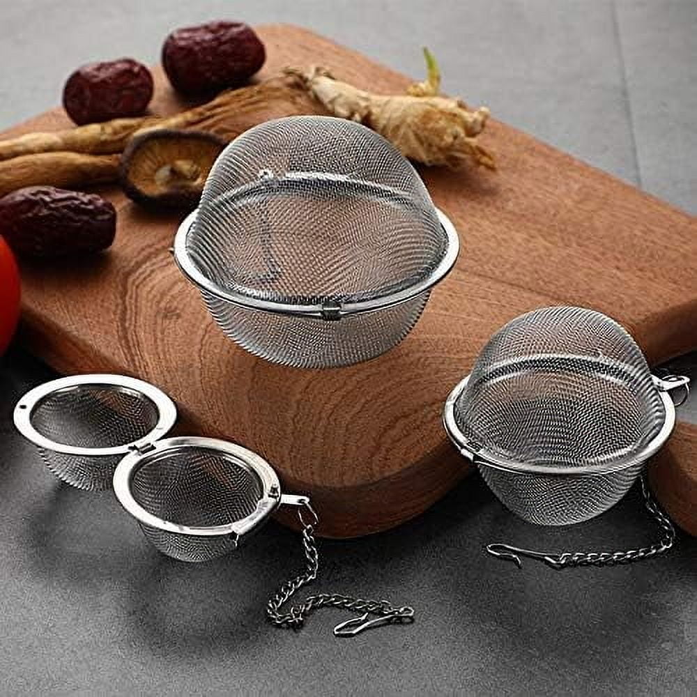 3pcs Stainless steel fine mesh seasoning ball kitchen soup spice stew filter kitchen tool metal tea bag tea ball (3pcs Round Shape),Silver,5cm/6cm/7cm – Durable Stainless Steel Construction with a Practical Everyday Design