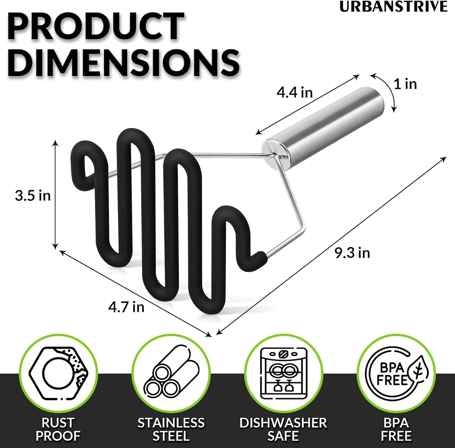 Non-Scratch Silicone Potato Masher Kitchen Tool Potatoes Masher Potato Masher Stainless Steel Wrapped In Well-crafted Silicone Potato Smasher Black – Durable Stainless Steel Construction with a Practical Everyday Design