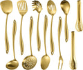 304 Stainless Steel Matte Kitchen Utensils Set 11 Pcs Long Metal Cooking Utensils Set Gold Cooking Utensils Set Dishwasher Suitable – Durable Stainless Steel Construction with a Practical Everyday Design