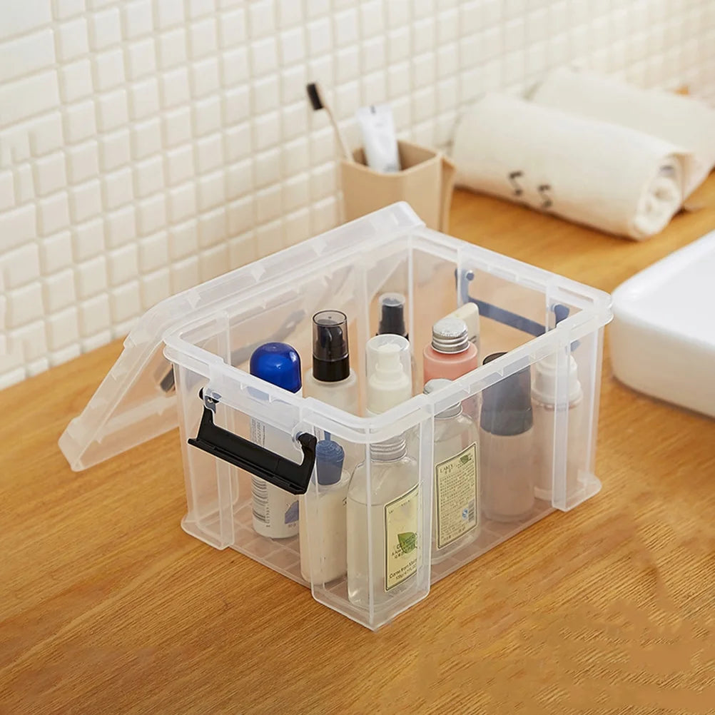 4Pcs Multi-functional Toy Storage Box Plastic Sundries Organizer with Lid Handles 8.5x6.5x5.0cm – Secure Lid Design with a Practical Everyday Design