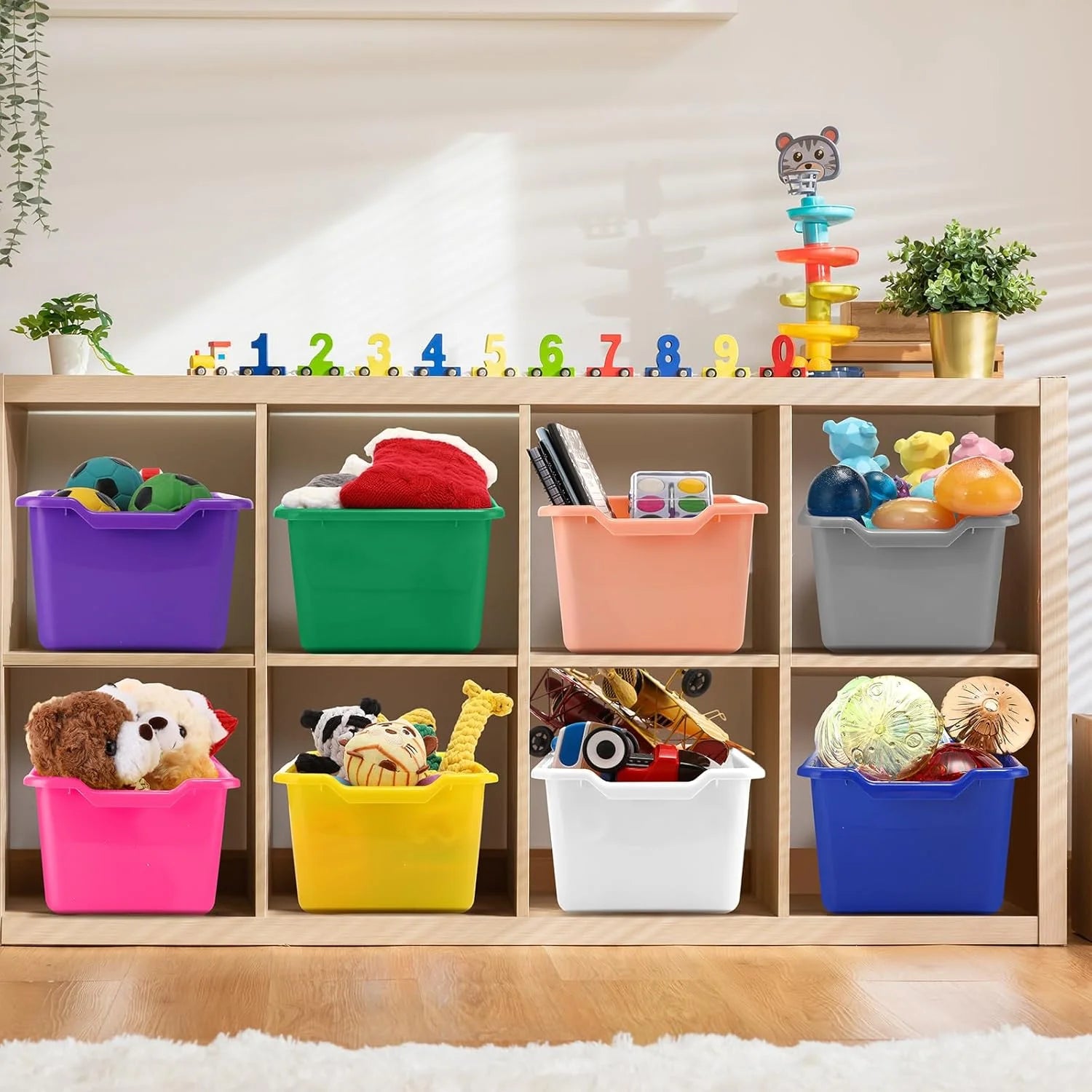 24 Pcs Plastic Cubby Bins Classroom Cubby Organization Book Bins for Classroom Bulk Toy Storage Baskets Stackable Assorted Colors Storage Containers for Home Office School Nursery Playroom – Stackable Organization with a Practical Everyday Design