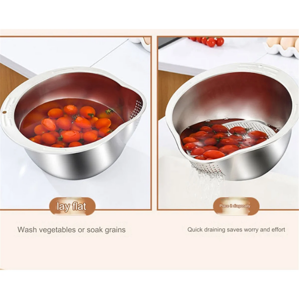 Rice Washer Strainer Bowl Stainless Steel Washing Colander Fruit and Vegetable Kitchen Tool A – Durable Stainless Steel Construction with a Practical Everyday Design