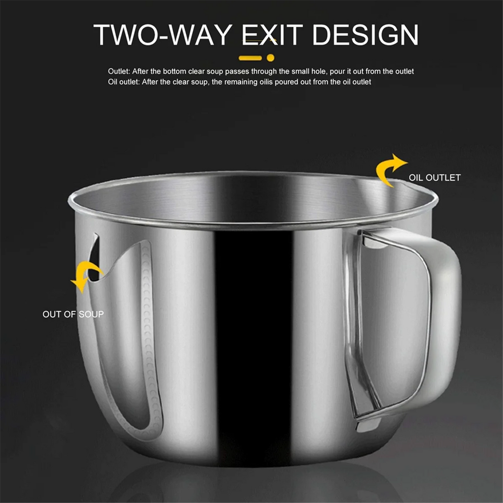 Stainless Steel Fat Separator 1L/4 Cup Gravy Grease with Strainer and Glass Lid Soup Oil Cup – Durable Stainless Steel Construction with a Practical Everyday Design