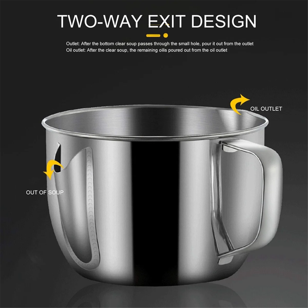 Stainless Steel Fat Separator 1L/4 Cup Gravy Grease with Strainer and Glass Lid Soup Oil Cup – Durable Stainless Steel Construction with a Practical Everyday Design