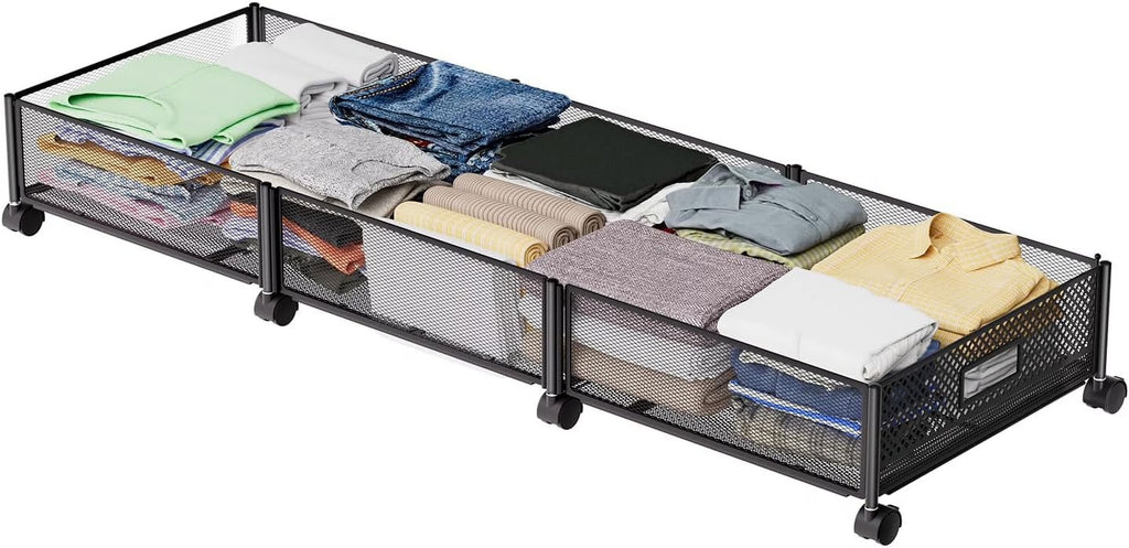 47.2'' Long Under Bed Storage on Wheels 57.6L Large Capacity Rolling Under the Bed Storage Containers Tool-Free Assembly Foldable Underbed Shoes Clothes Toy Drawers – Everyday Household Format with a Practical Everyday Design