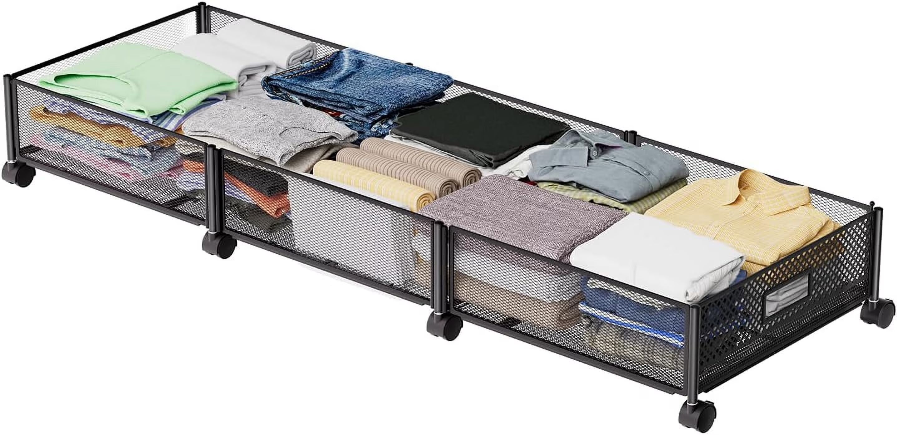 47.2'' Long Under Bed Storage on Wheels 57.6L Large Capacity Rolling Under the Bed Storage Containers Tool-Free Assembly Foldable Underbed Shoes Clothes Toy Drawers – Everyday Household Format with a Practical Everyday Design