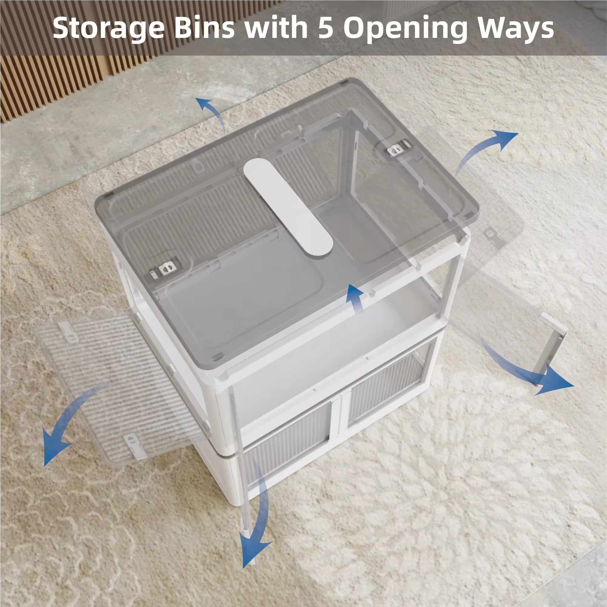 384QT 3-Pack Transparent Stackable Storage Bins with 5 Doors to Open with Wheels Folding Plastic Craft Containers Large Closet Organizers Box for Bedrooms Living Rooms Study Kids' Toys White – Stackable Organization with a Practical Everyday Design