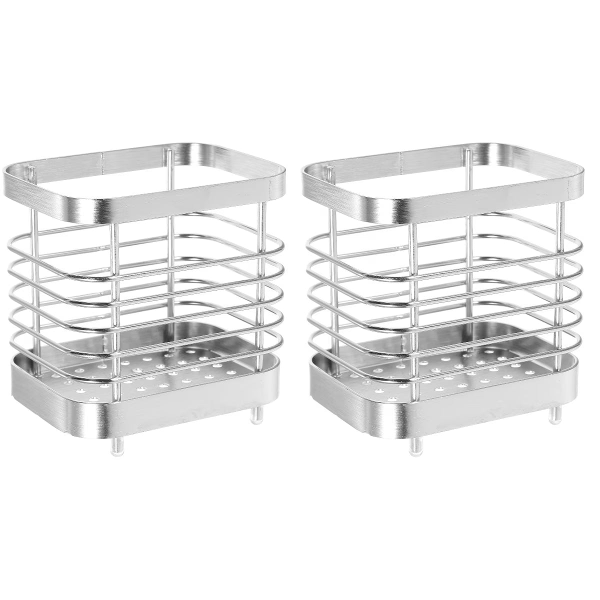 unbranded 2pcs Stainless Steel Cutlery Holder Kitchen Worktop Spoon Stand Space-saving Kitchen Utensil Holder – Durable Stainless Steel Construction with a Practical Everyday Design