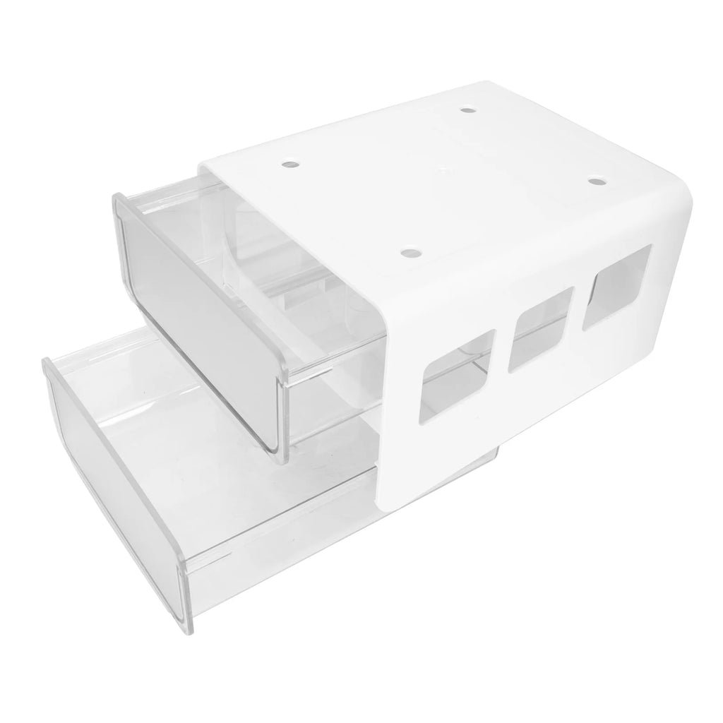 Double Storage Box Desktop Boxes Bins Table Shelf Office White – Everyday Household Format with a Practical Everyday Design