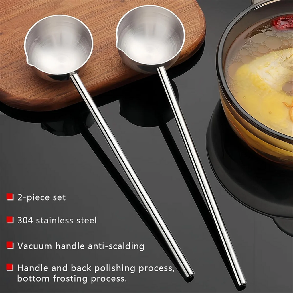 Small Soup Ladle Stainless Steel Metal Deep Spoon with Pour Spout 2 Oz Long Handle Gravy Ladles Heat- 10.5 Inch – Convenient Carry Handles with a Practical Everyday Design