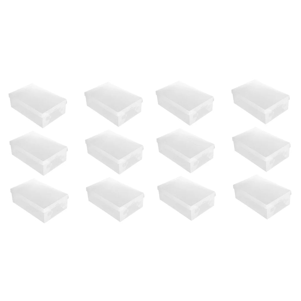 12 PCS Shoes Boxes Transparent Shoes Cases Plastic Storage Box Shoes Container for Home Shop 28x18x10cm – Clear-View Organization with a Practical Everyday Design