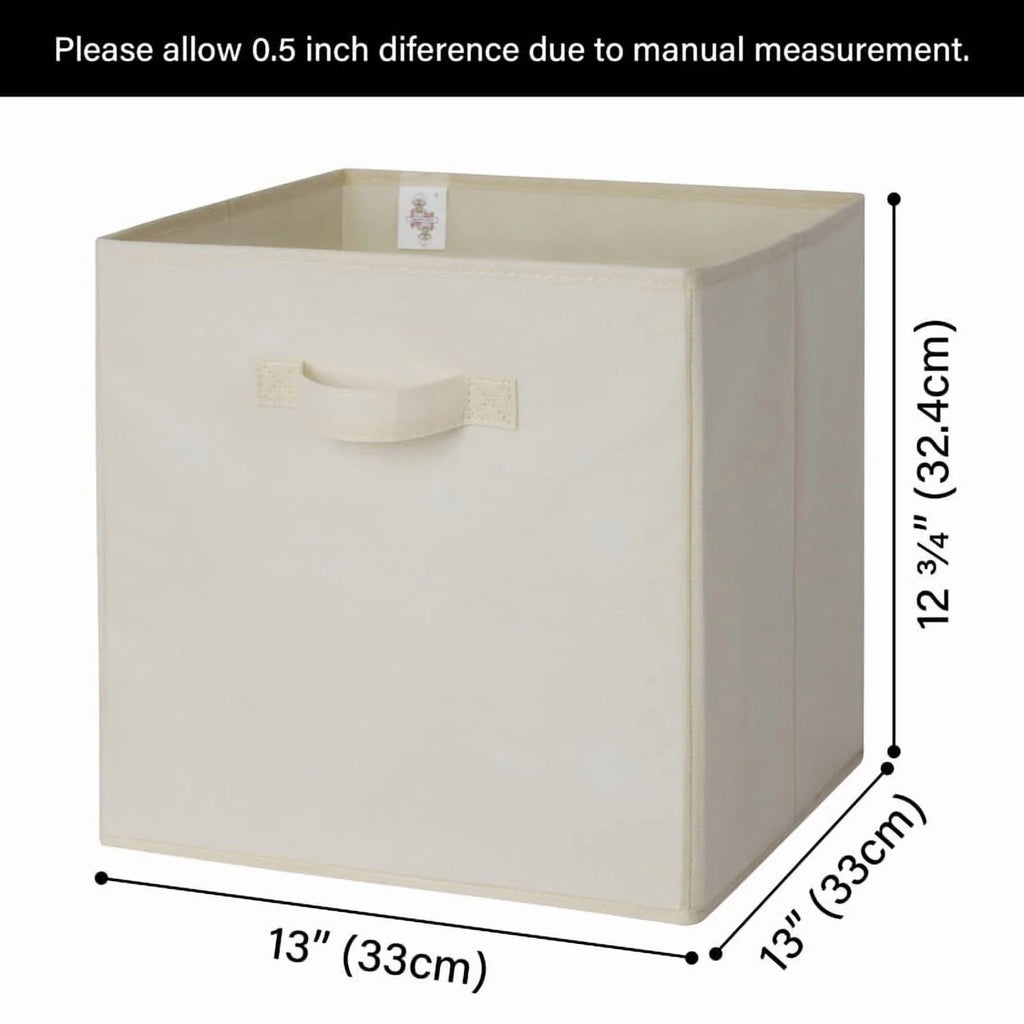 13 Inch Fabric Storage Cubes - Sturdy Collapsible Storage Bins & Handle，Storage Organizer for Organizing Beige Storage Baskets 6-Pack – Everyday Household Format with a Practical Everyday Design
