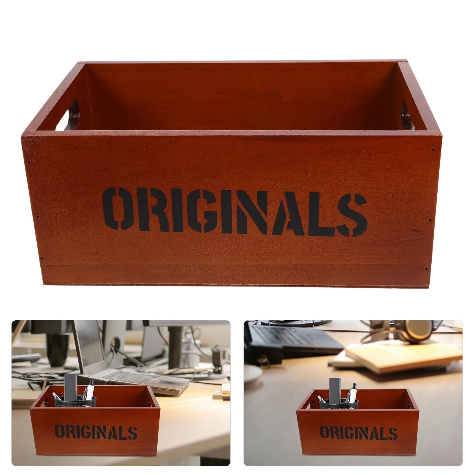Monitor Stand Cube Storage Wooden Storage Box Office 26.00X16.00X11.00CM Brown – Natural-Look Construction with a Practical Everyday Design