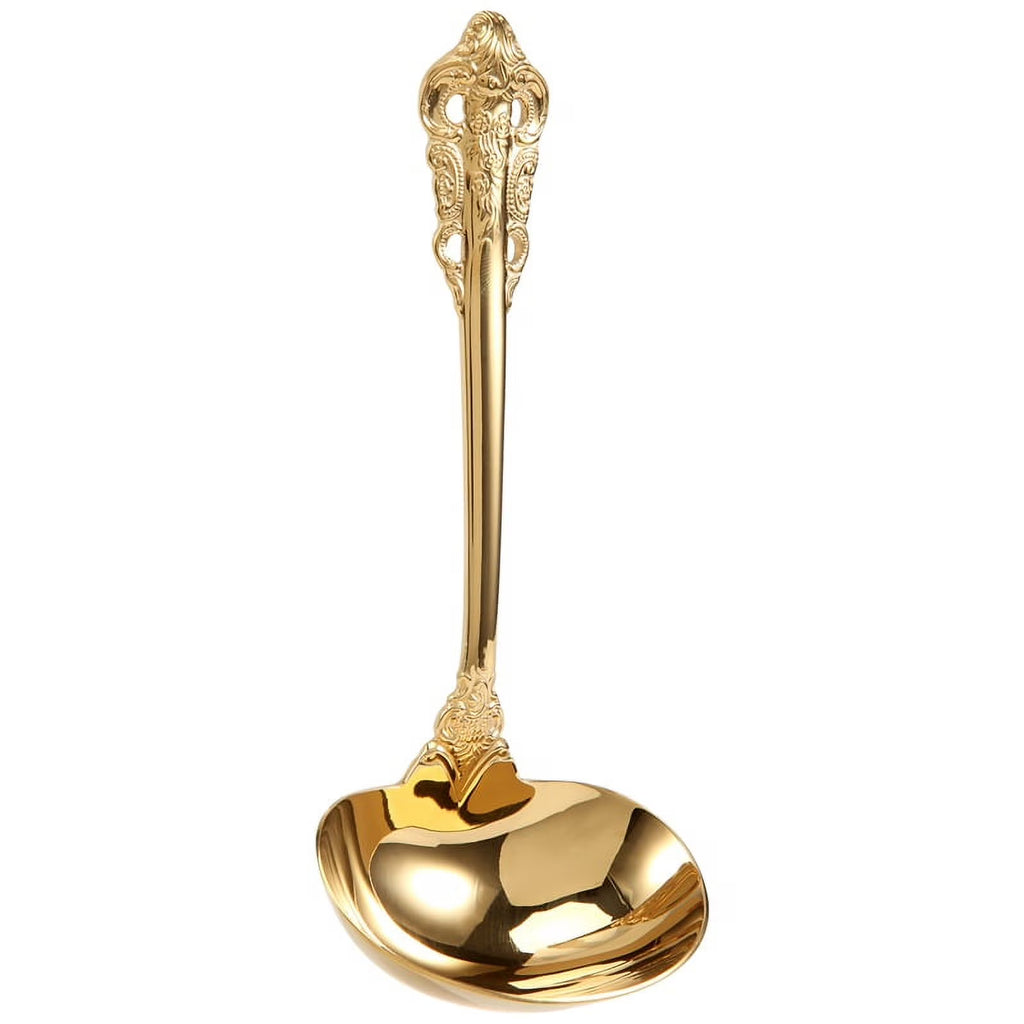 304 Stainless Steel Soup Ladle Cooking Tool Kitchen Gold Plated Spoon – Durable Stainless Steel Construction with a Practical Everyday Design