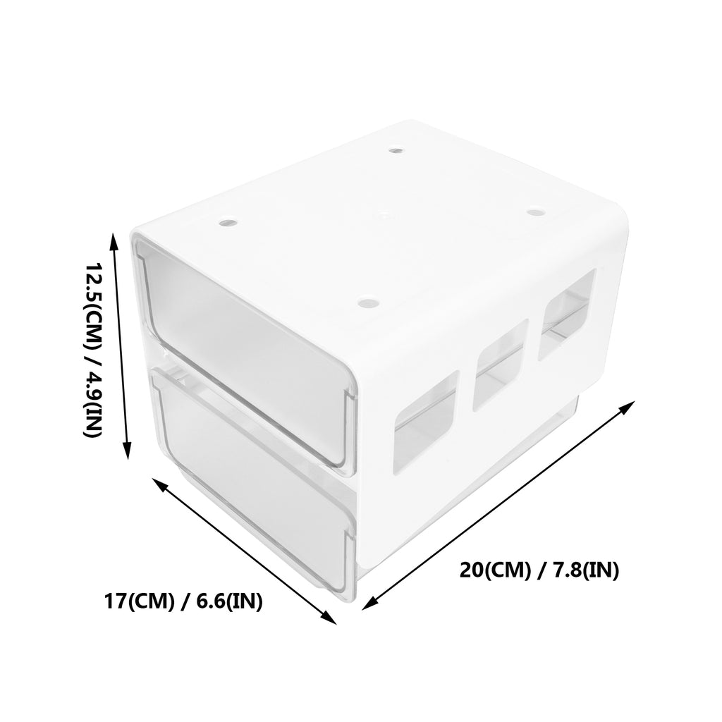 Double Storage Box Desktop Boxes Bins Table Shelf Office White – Everyday Household Format with a Practical Everyday Design