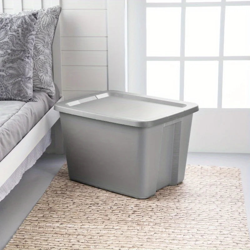 2-Pack 18 Gallon Heavy-Duty Plastic Storage Bins with Snap-On Lids - Durable Stackable Gray Organizers for Home Garage Pantry & Office - Space-Saving Rectangular Design with Reinforced Handles – Stackable Organization with a Practical Everyday Design